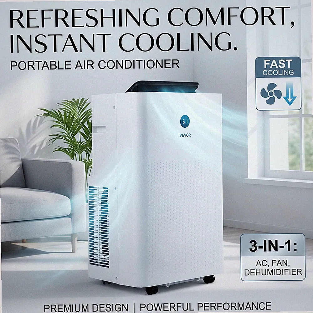 12000 BTU Portable Air Conditioner 4-in-1 Cooling AC Unit w/ Remote & 24H Timer