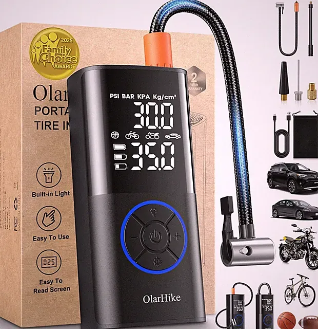 160PSI Tire Inflator Portable Air Compressor Dual Hose Pump LED Gauge