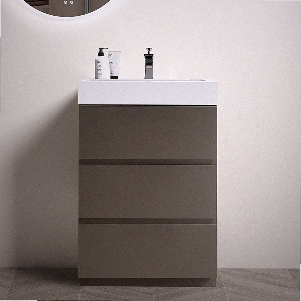 24 Inch Gray Bathroom Vanity with Sink, Large Storage Freestanding