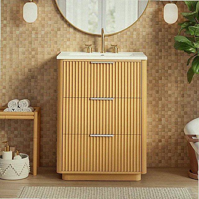 24 inch Modern Luxury Bathroom Vanity with Ceramic Sink, Bathroom Cabinet