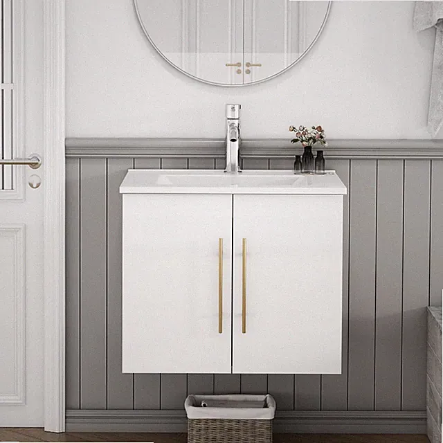 24-Inch Wall-Mounted Bathroom Vanity with Sink Combo,Double Doors,Soft Close H