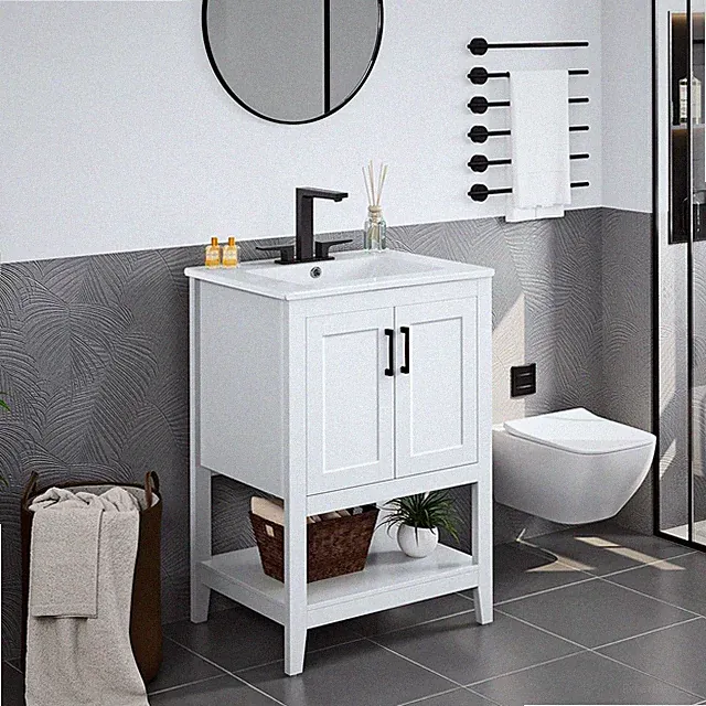 24" Modern Bathroom Vanity with Sink, Bathroom Sink Cabinet with