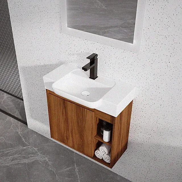 24'' Wall-Mounted Bathroom Vanity with White Ceramic Sink & Soft-Close Door