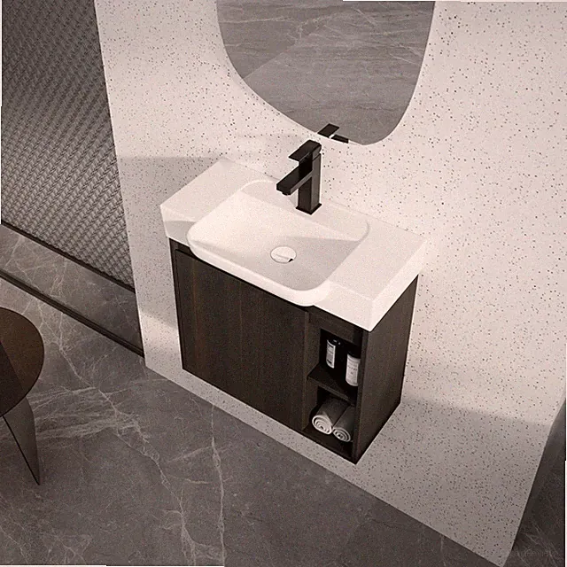 24'' Wall-Mounted Bathroom Vanity with White Ceramic Sink & Soft-Close Door, K