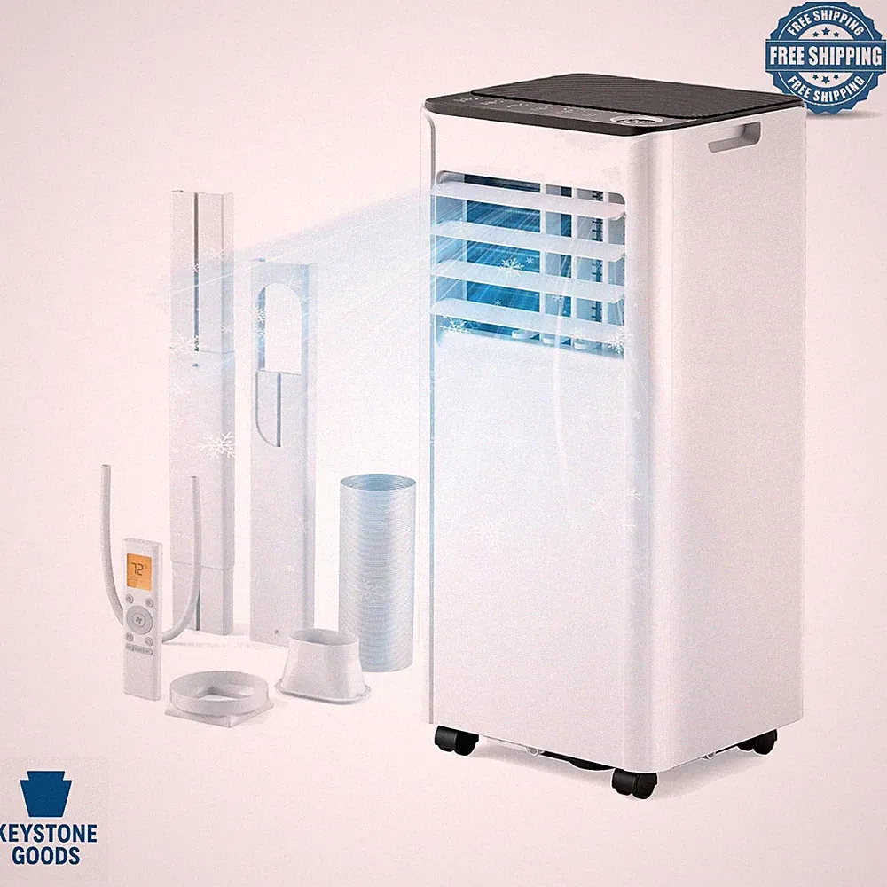 8,000 BTU Portable Air Conditioner with Dehumidifier & Sleep Mode for Small R...