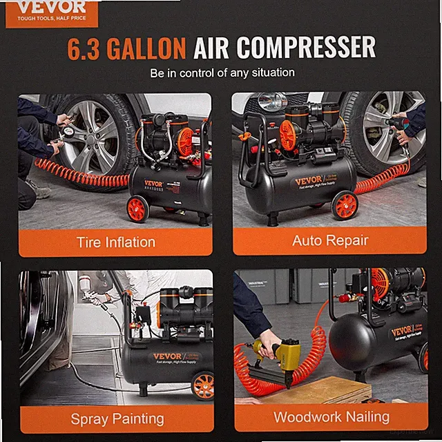 Air Compressor 6.3 Gallon 1450W - Ultra Quiet, Oil Free