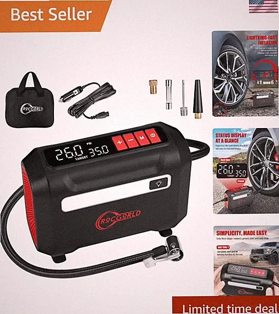 Compact 150 PSI Air Compressor for Cars and Bikes - Dual Display Convenience