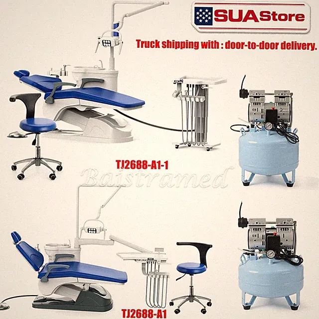 Dental Unit Chair Computer Controlled / Silent Oil-Free Air Compressor 24/40L