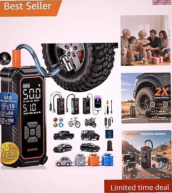 Effortless 150PSI Tire Inflator - Cordless Air Compressor with 6000mAh Battery