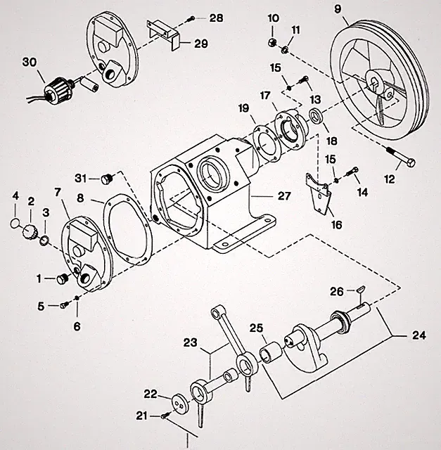 Ingersoll Rand 242 Compatible Crankshaft Assembly 30211585 refer #24 in pic
